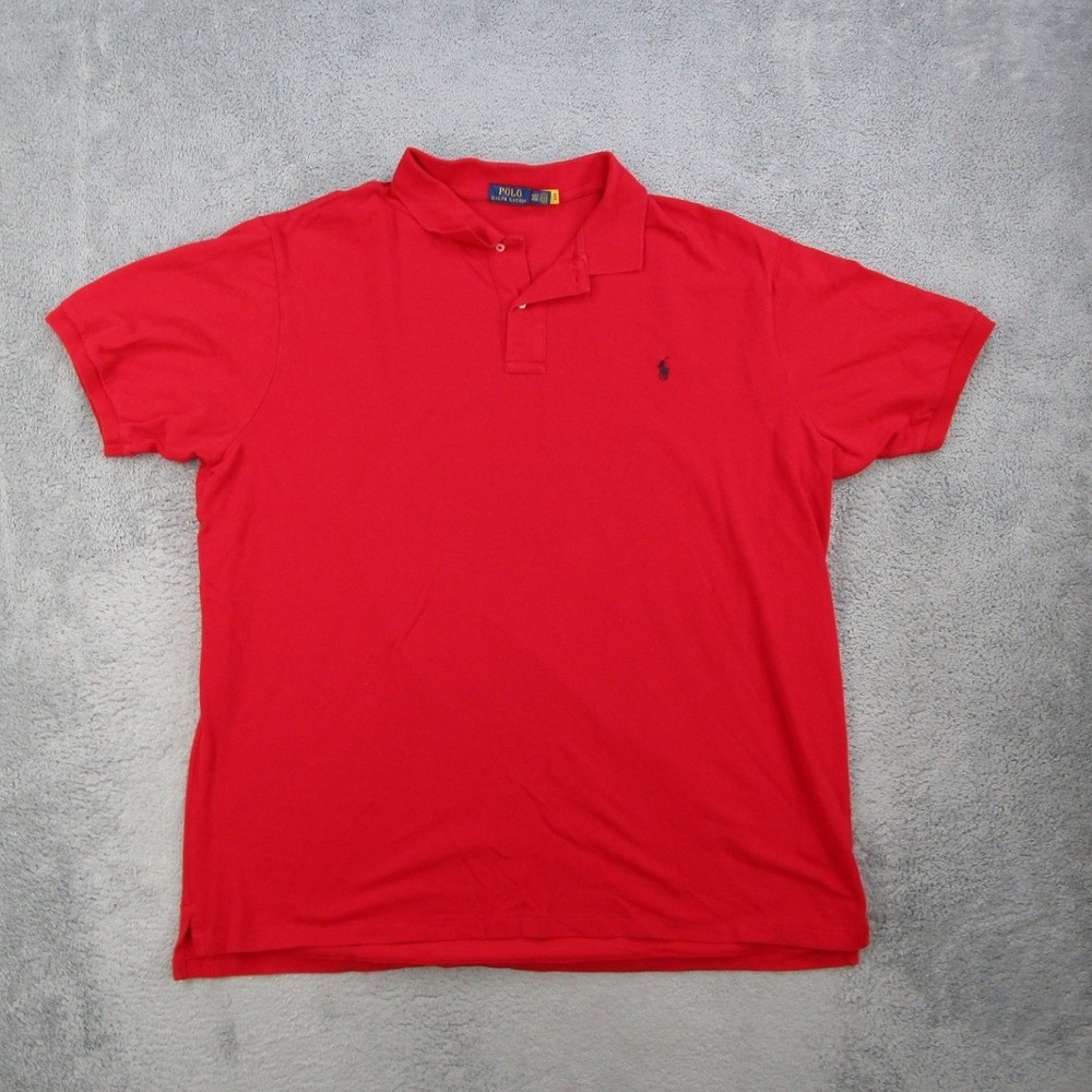 Polo Ralph Lauren Mens 4XLT Red Cotton Pique Short Sleeve Pony Logo Polo Shirt